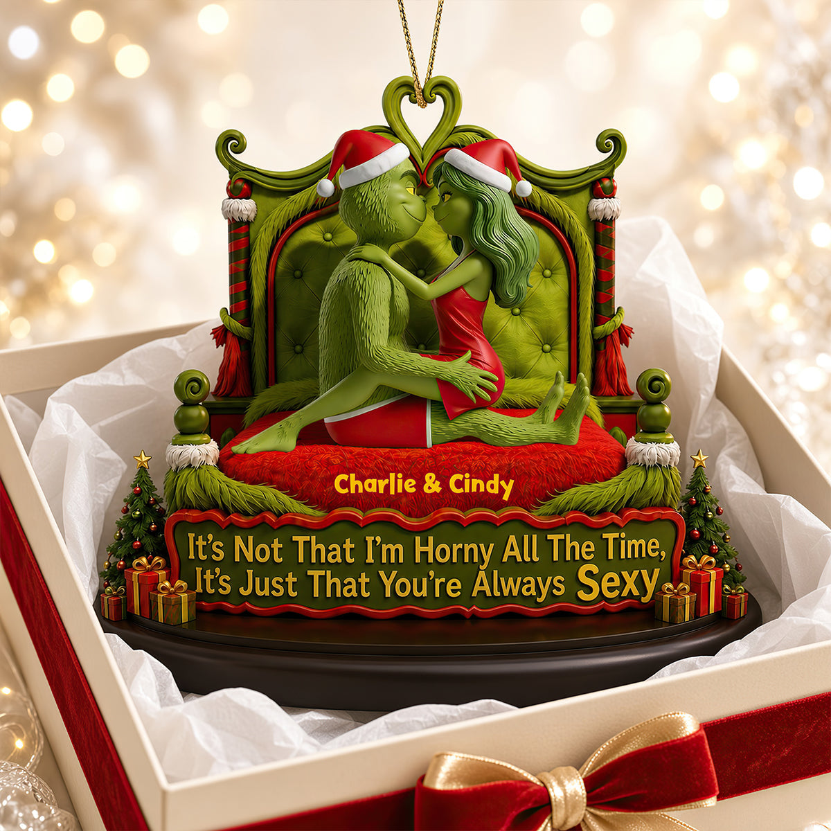 Playful Couple Acrylic Ornament - Personalized Christmas Gifts for Couples