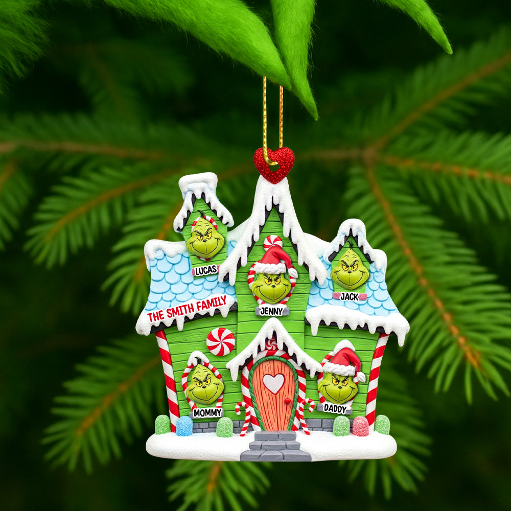 Celebrate Family Joy with Our Grinch-Inspired Christmas Ornament - Personalized Gift for Loved Ones Ornament PopCulturePrints
