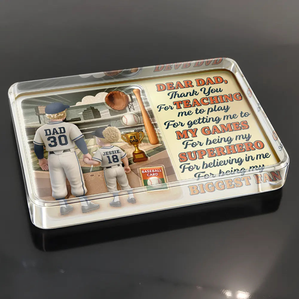 Dear Baseball Dad, Thank You For Teaching Me - Personalized Custom Shaped Acrylic Plaque | Perfect Gift for Dad and Grandpa Acrylic Plaque PopCulturePrints