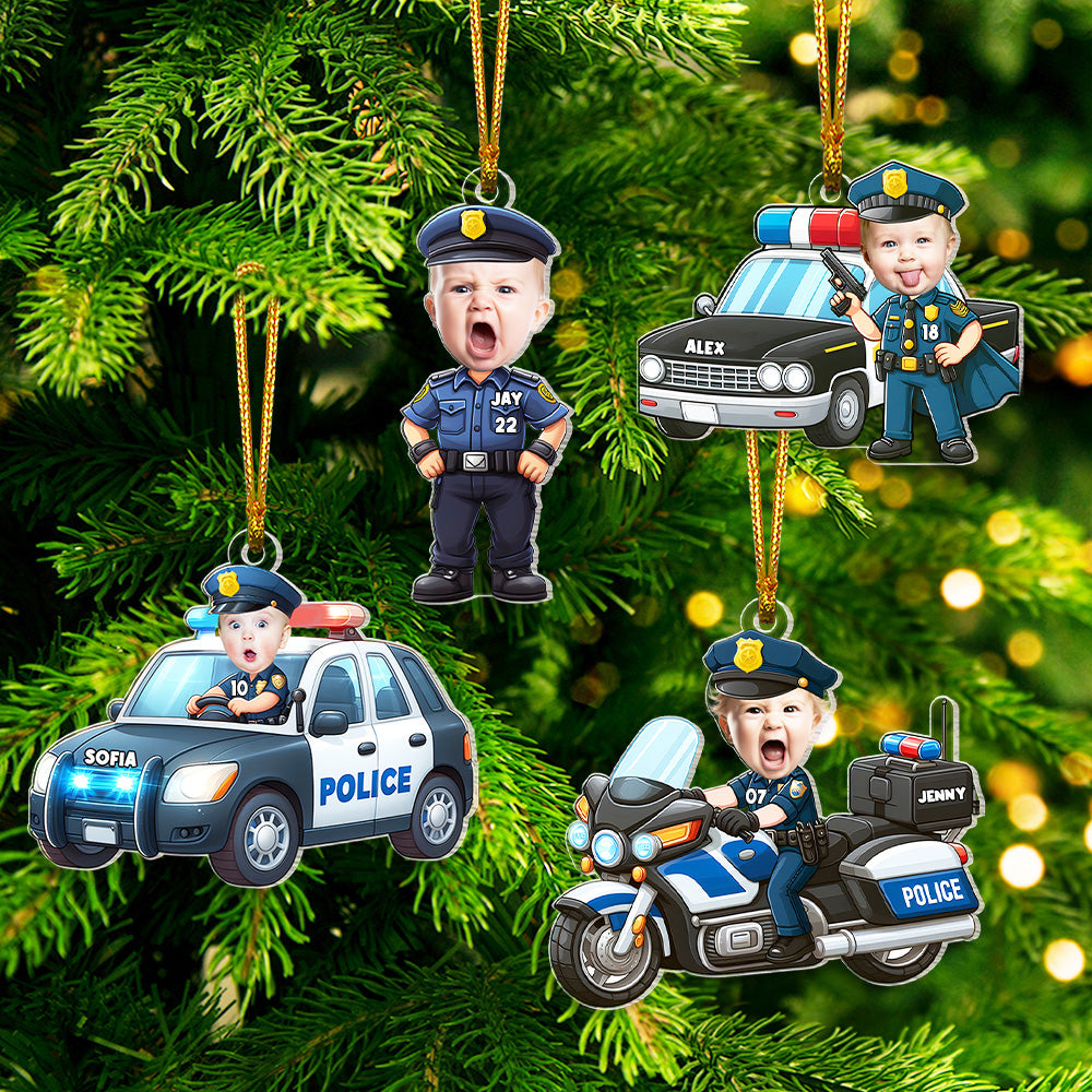 Personalized Kids Hero Photo Ornaments - Firefighter & Police Themes Ornament PopCulturePrints
