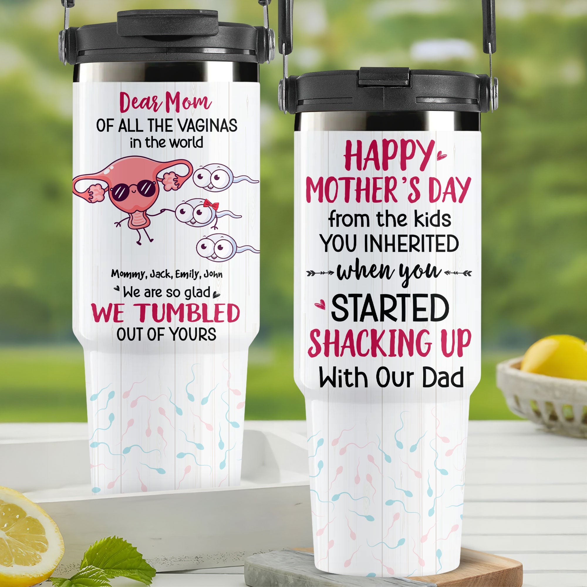 Dear Mom, Of All The Vaginas In The World - Personalized Tumbler Cup | Unique Gift for Mom, Grandma & More Tumbler Cup PopCulturePrints