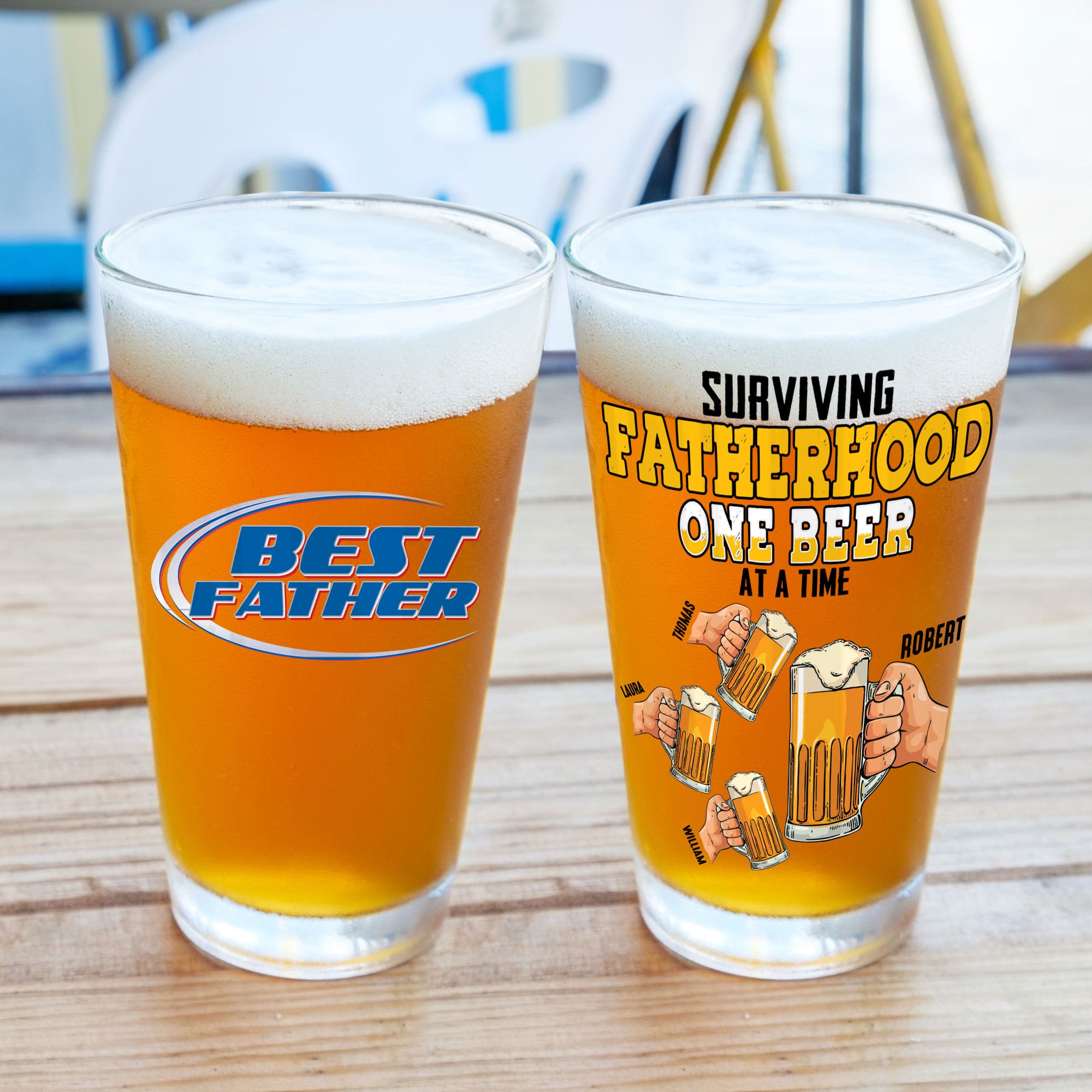 Personalized Beer Glasses for Dad - Best Father Gift Set Beer Glasses PopCulturePrints