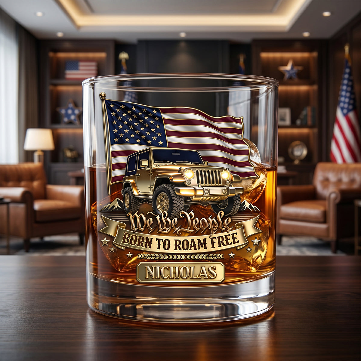 “Born To Roam Free” - Custom Drinking Glass for Off-road Lovers - Personalized Gift for Adventure Seekers