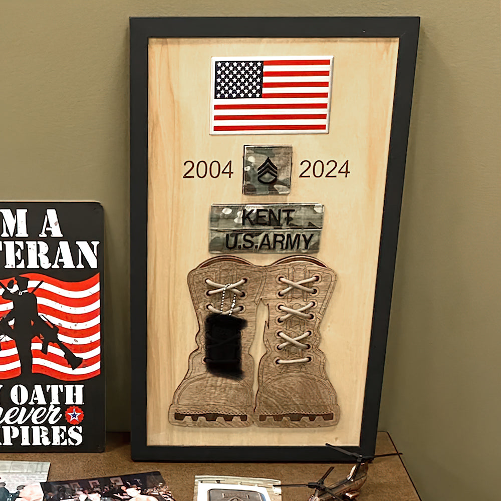 Personalized Veteran Wood Sign - Proud Military Service Plaque