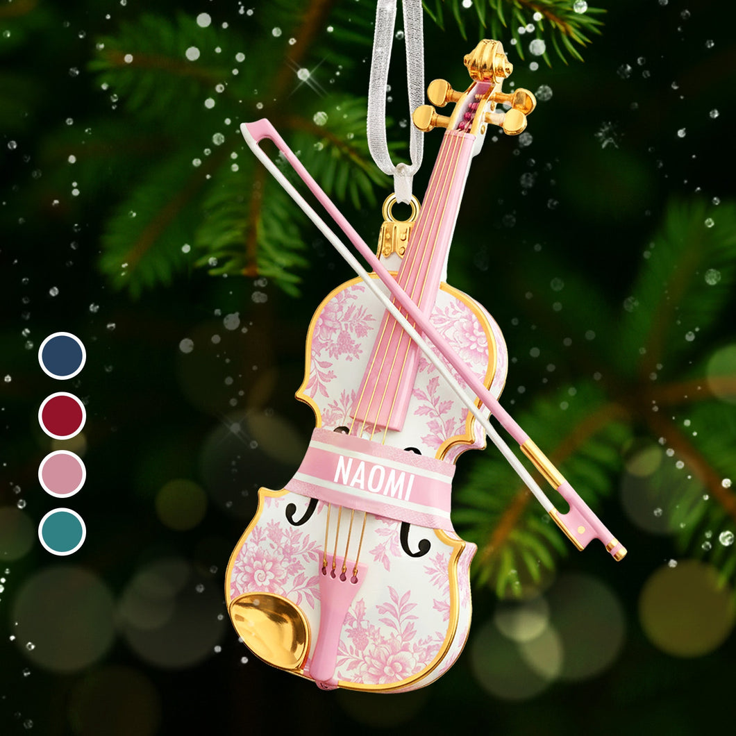 “Strum the Joy!” - Violin Toile de Jouy Ornament - Personalized Gift for Violin Lovers Ornament PopCulturePrints