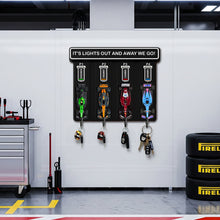Load image into Gallery viewer, &quot;It&#39;s Lights Out and Away We Go!&quot; - Personalized Pit Stop Racing Car Key Hanger - Perfect Gift for Car Lovers Wood Sign PopCulturePrints
