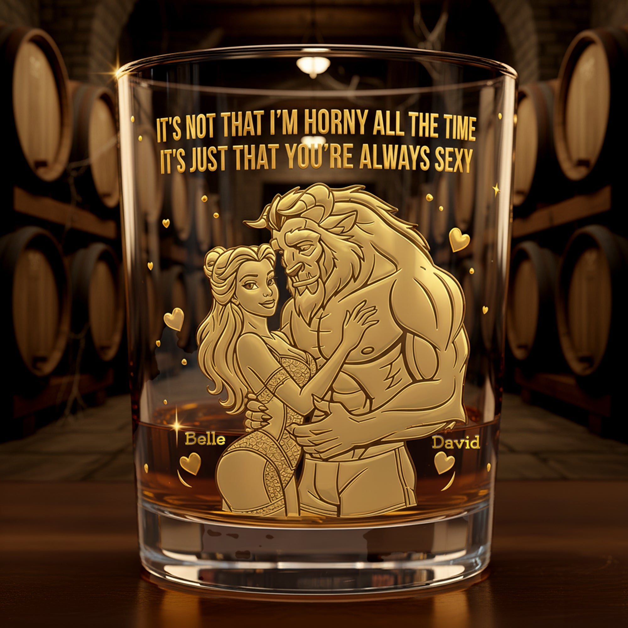 “It's Just That You’re Always Sexy” - Personalized Dreamy Fairytale Couple Round Glass - Unique Gift for Couples Glass PopCulturePrints