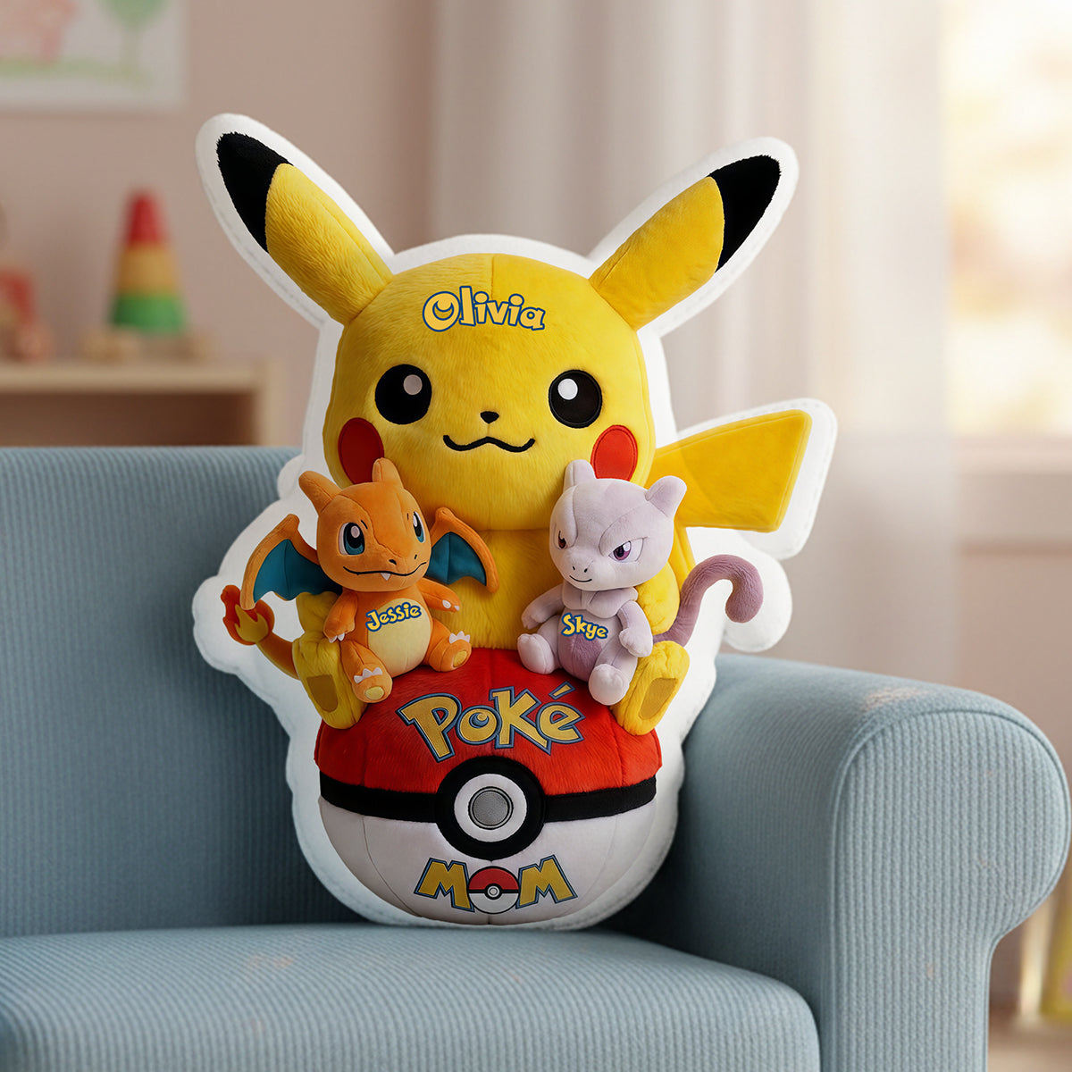 "A Perfect Blend of Cuteness and Love!" - Yellow Thunder Cute Shape Pillow - Personalized Gift for Mom, Grandma, and More Pillow PopCulturePrints