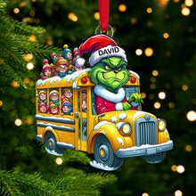 Load image into Gallery viewer, Personalized Holiday Bus Driver Ornament with Green Monster Ornament PopCulturePrints
