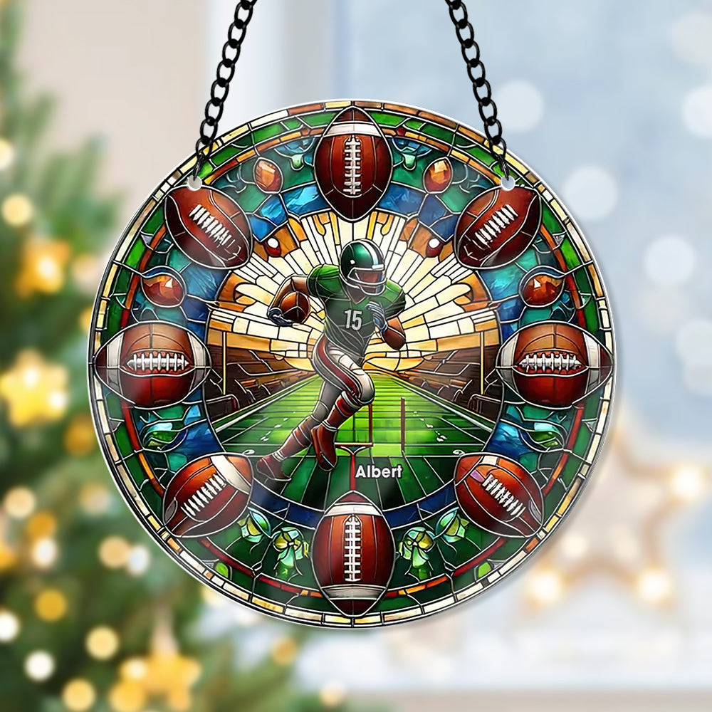 Personalized Football Lover's Suncatcher Ornament