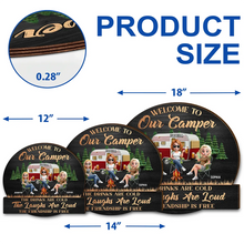 Load image into Gallery viewer, Welcome to Our Camper - Personalized Custom Shaped Wood Sign for Camping Besties Wood Shaped Sign PopCulturePrints
