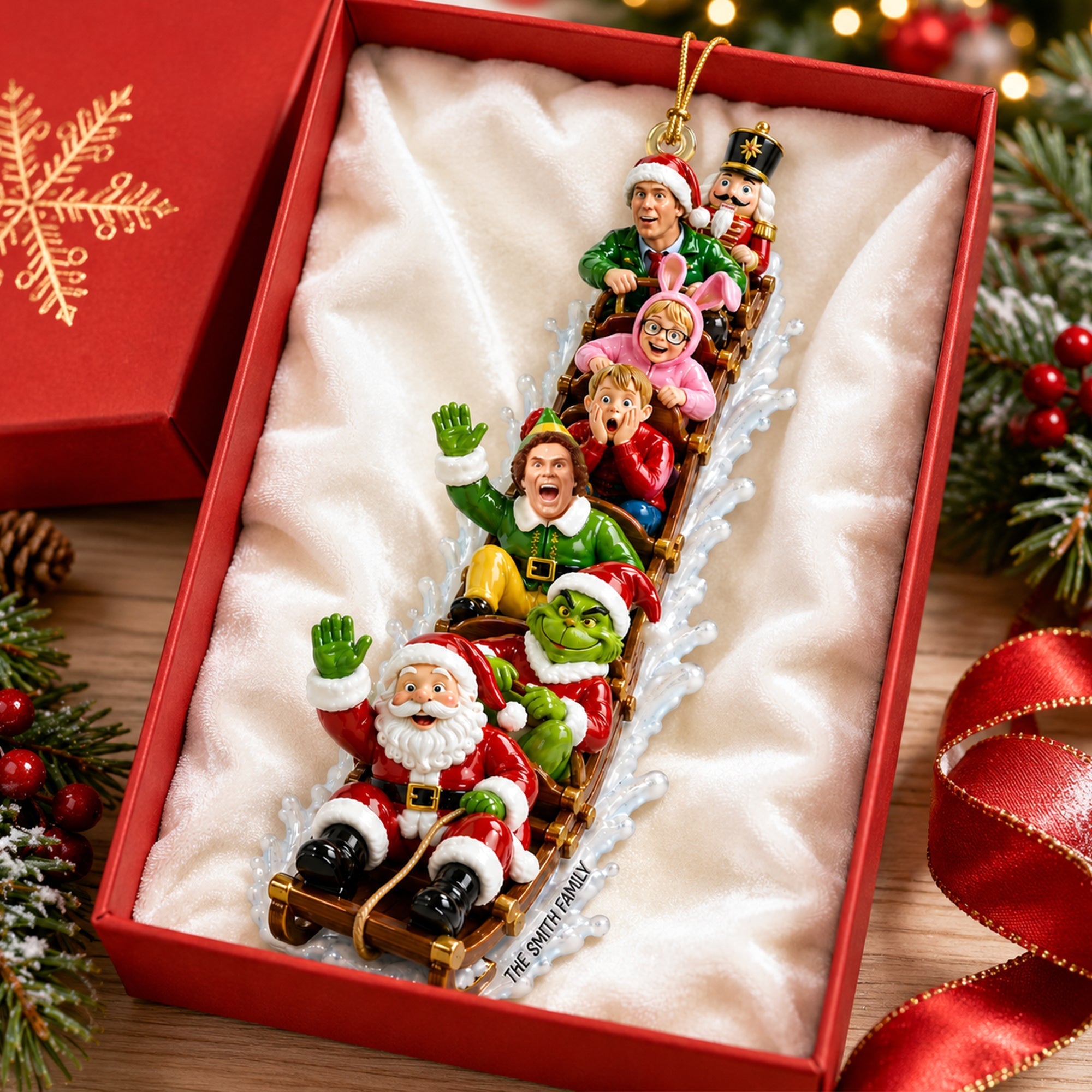 "Ride Into Joy!" - Nostalgia Sled Acrylic Ornament - Personalized Gift for Friends, Family, and Kids Ornament PopCulturePrints