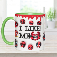 Load image into Gallery viewer, Personalized Deadpool &#39;I Like Me&#39; Accent Mug
