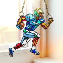Load image into Gallery viewer, “Score Big with Personalized Touch!” - Football Player Suncatcher Ornament - Custom Gift for Football Lovers Ornament PopCulturePrints
