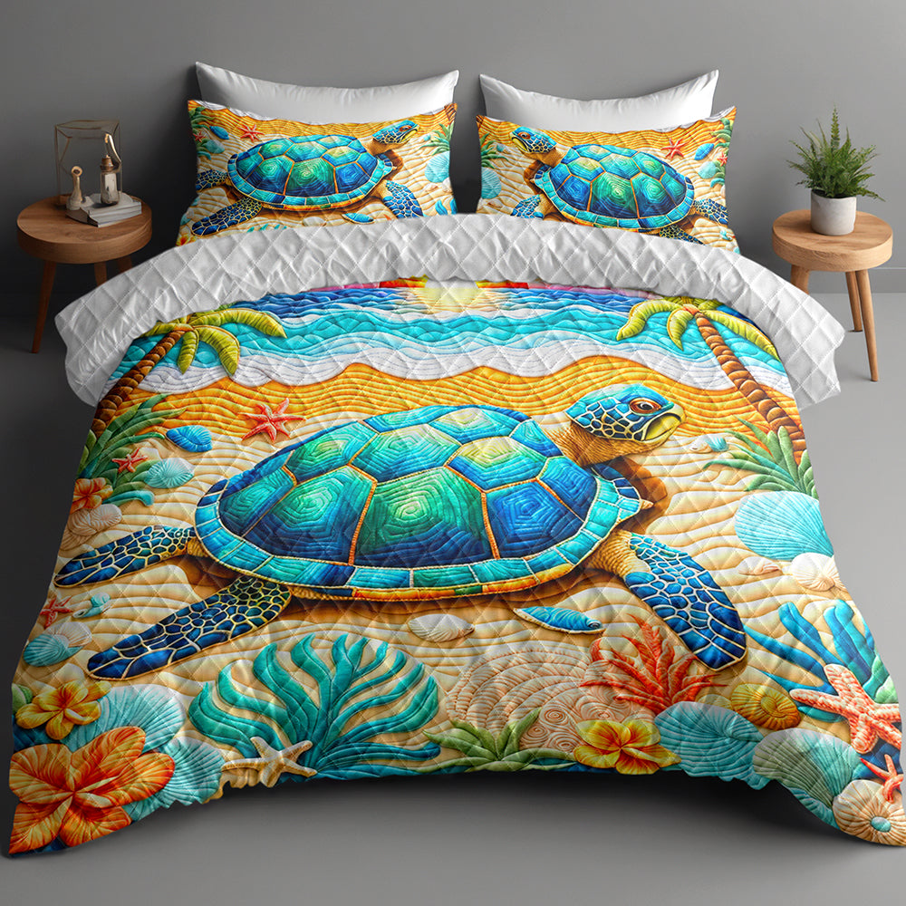Turtle Lovers Quilt Bed Set - Perfect Gift for Ocean Enthusiasts Blanket PopCulturePrints