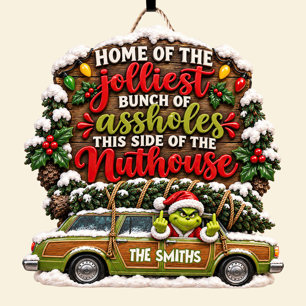 Home Of The Jolliest Acrylic Sign - Personalized Christmas Gift for Fun-Loving Families