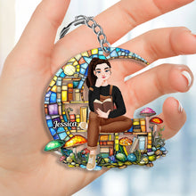Load image into Gallery viewer, Personalized Keychain for Book Lovers - Girl Reading a Book Keychains PopCulturePrints
