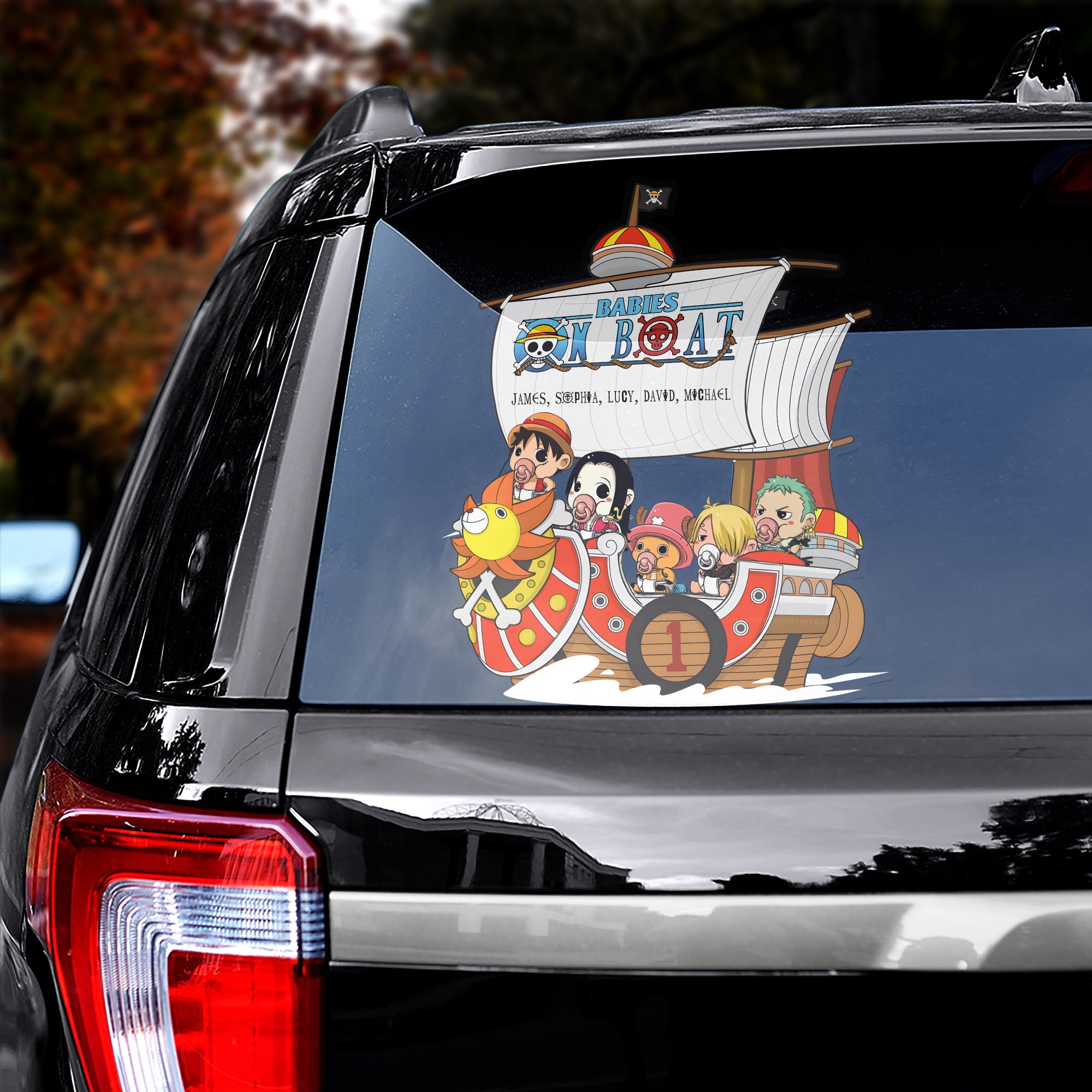 Custom Family Decal - Anime Pirate Boat Theme Decal Sticker PopCulturePrints
