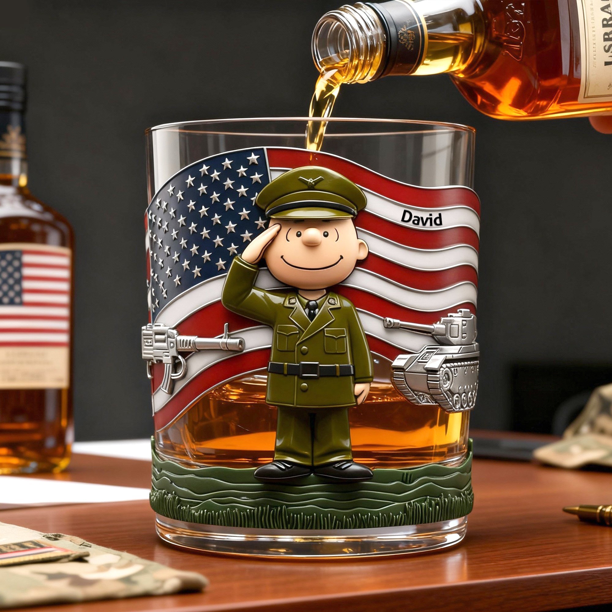 Salute to Service: Personalized Military Forces Veteran Drinking Glass Glass PopCulturePrints
