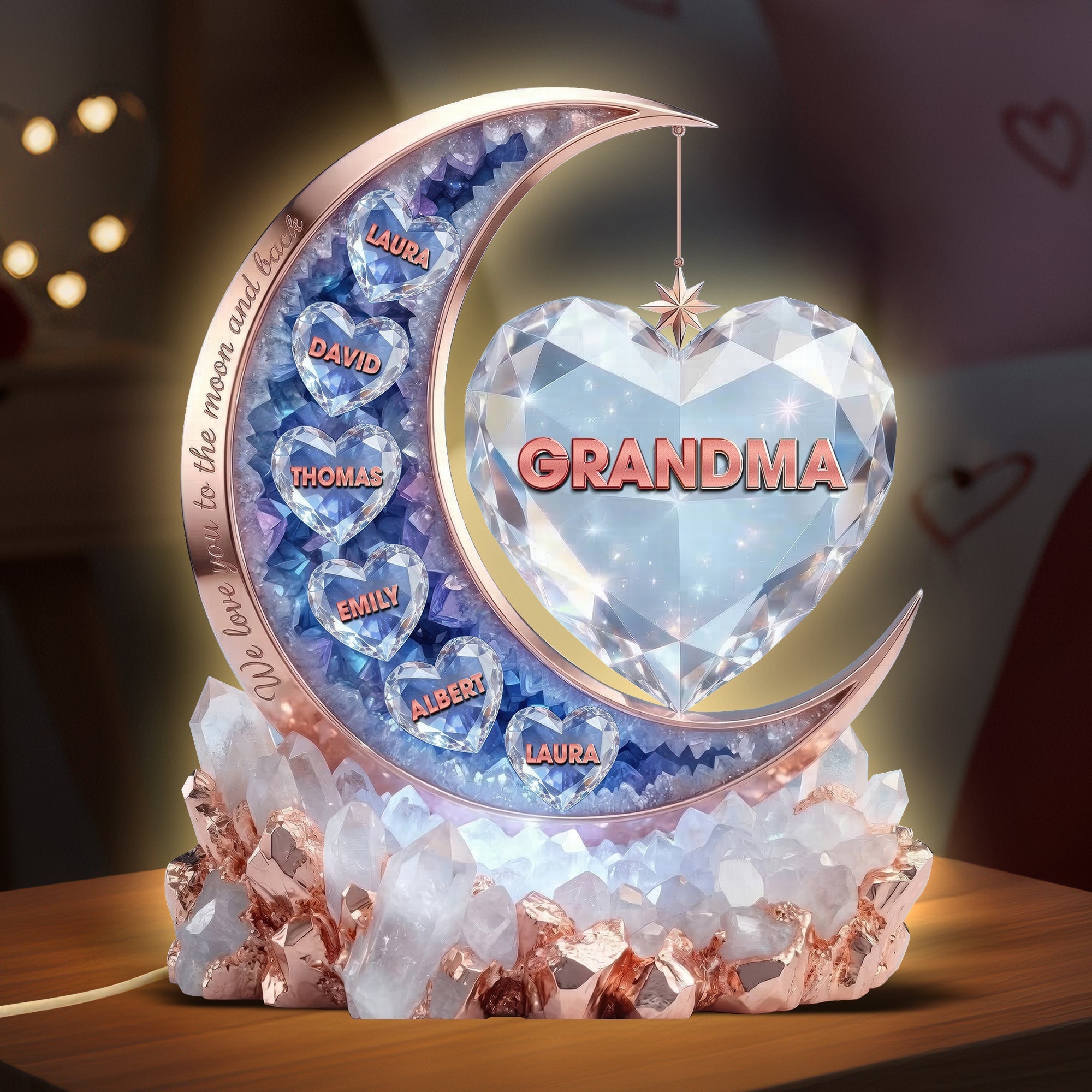 Love Beyond the Moon - Personalized Acrylic Light Box for Mom Light Box PopCulturePrints