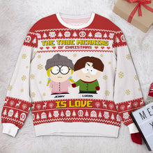 Load image into Gallery viewer, Personalized Couple Ugly Christmas Sweater - True Meaning of Love
