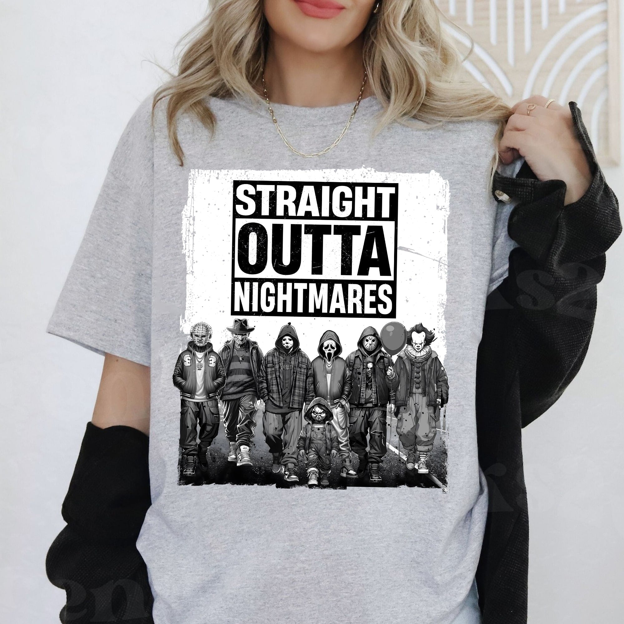 Horror Film Villains 'Straight Outta Nightmares' Boyband T-Shirt