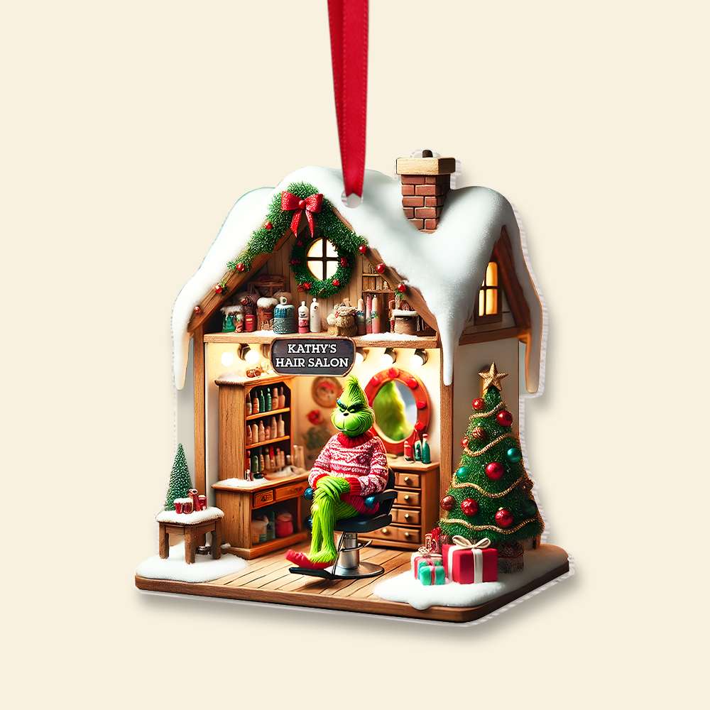 Personalized Green Monster Hairdresser Ornament Ornament PopCulturePrints