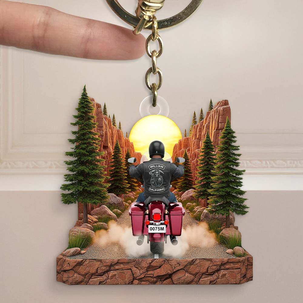 Ride Into Adventure: Biker Keychain - Personalized Gifts for Bikers Keychains PopCulturePrints