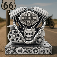 Load image into Gallery viewer, &quot;Best Biker Dad Ever&quot; - Personalized Motorcycle Engine Acrylic Plaque - Gift for Dad, Grandpa, and Bikers Shaped Plaques PopCulturePrints
