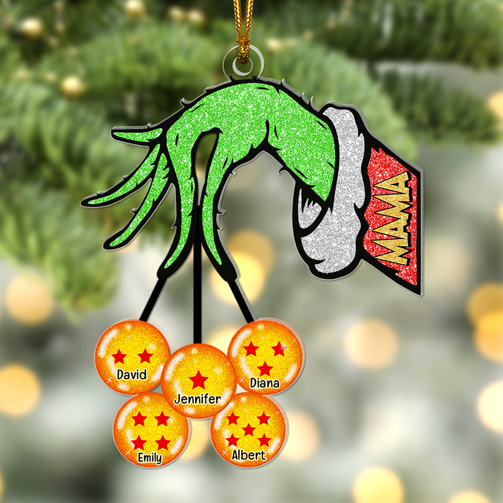 Custom Family Christmas Ornament - Grinch Hand Design Ornament PopCulturePrints