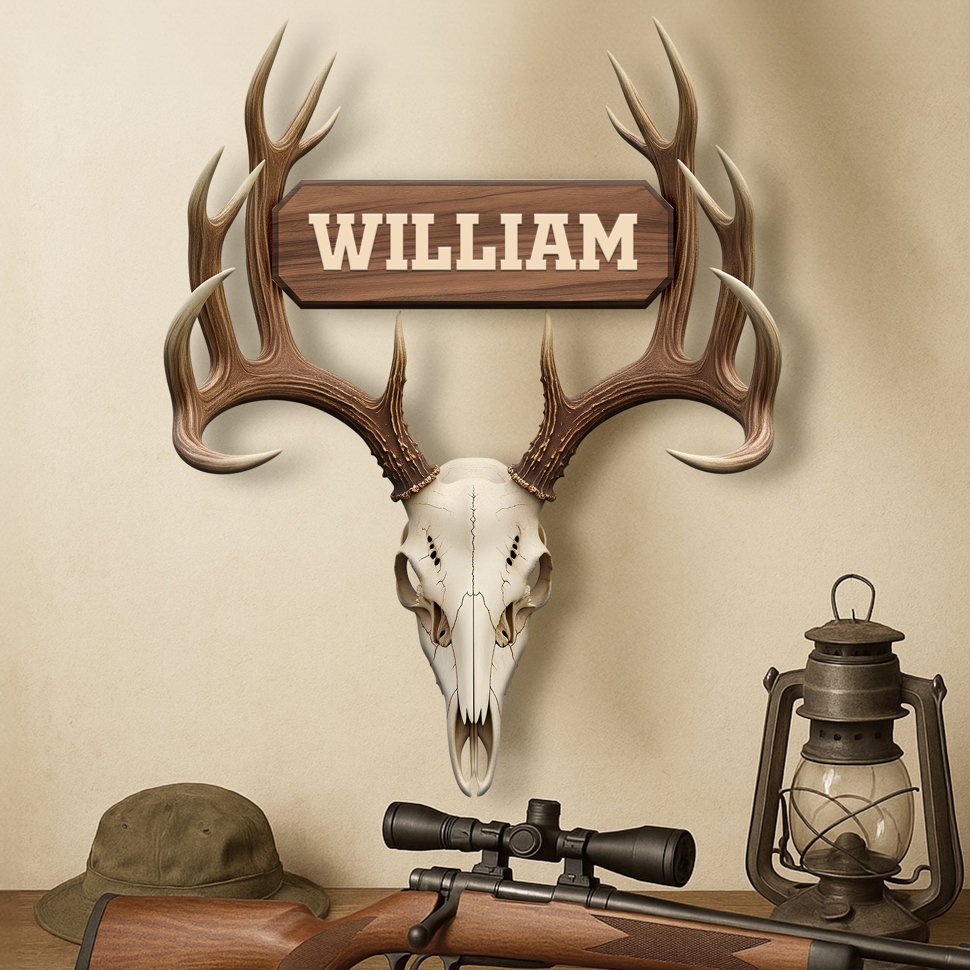 Personalized Deer Head Sculpture - Unique Wood Sign for Hunting Enthusiasts Wood Sign PopCulturePrints