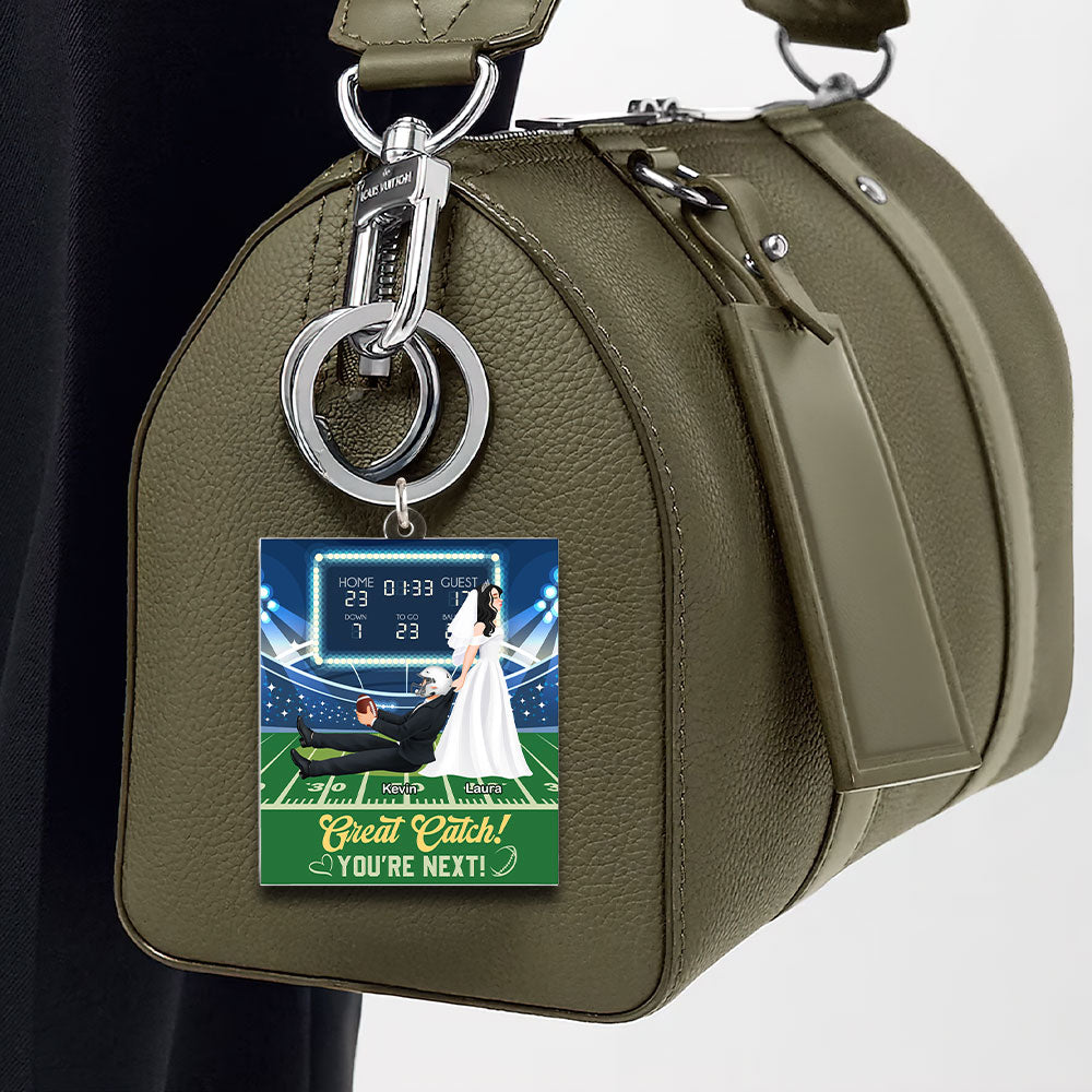 Personalized American Football Couple Keychain - Unique Valentine's Day Gifts for Him & Her Keychains PopCulturePrints