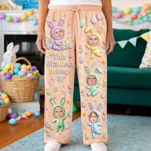 Load image into Gallery viewer, This Grandma Belongs To - Cute Bunny Grandkids Pajama Pants | Personalized Gifts Pajama Pant PopCulturePrints
