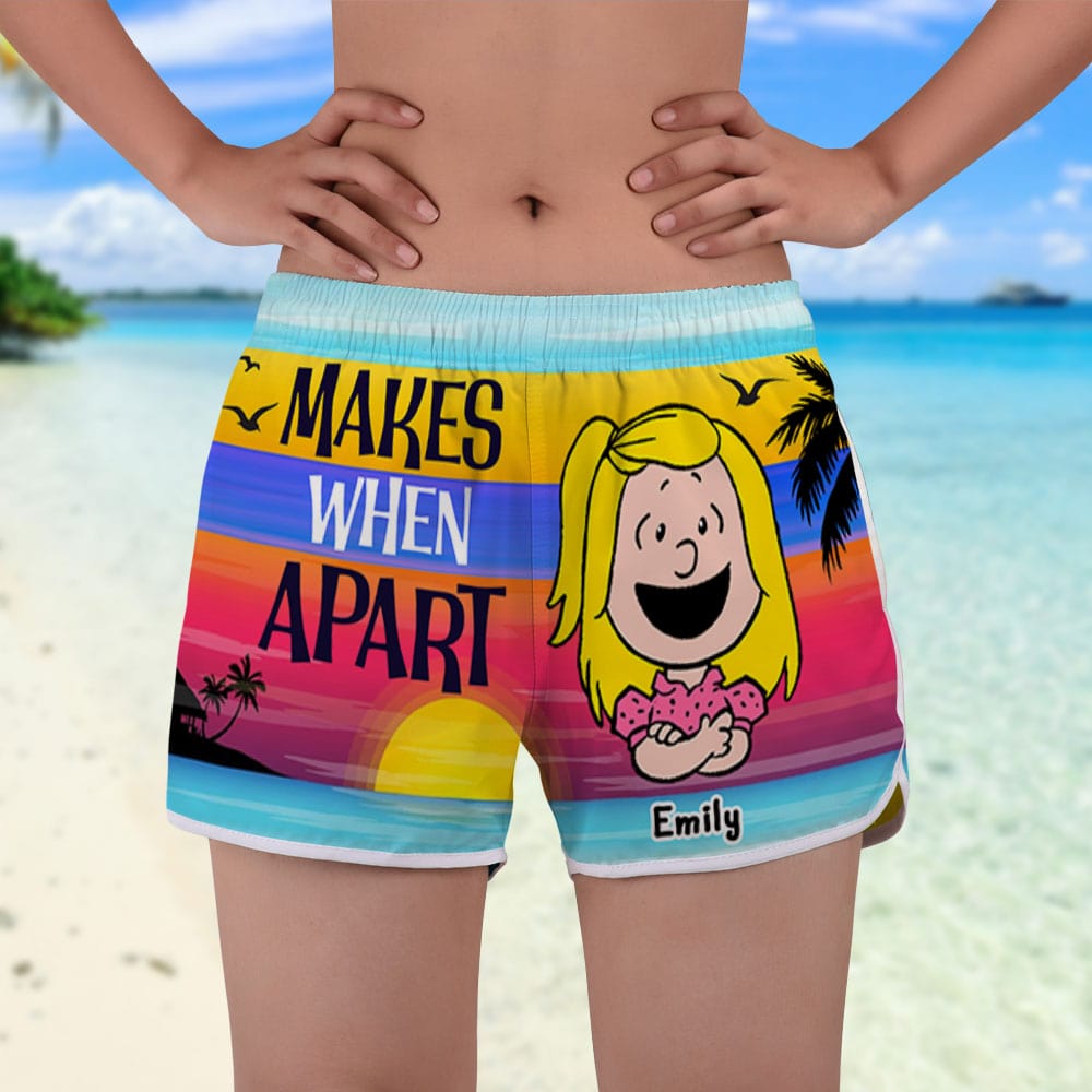 Personalized Couple Beach Shorts - Nothing Makes Sense When We're Apart