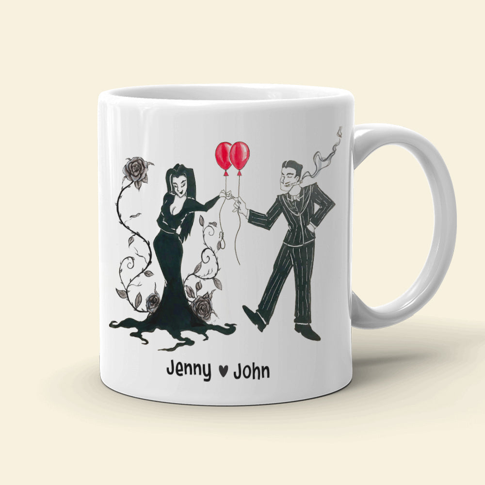 Personalized Gomez & Morticia Couple Mug - Horror Theme - Valentine's Day Gifts Coffee Mug PopCulturePrints