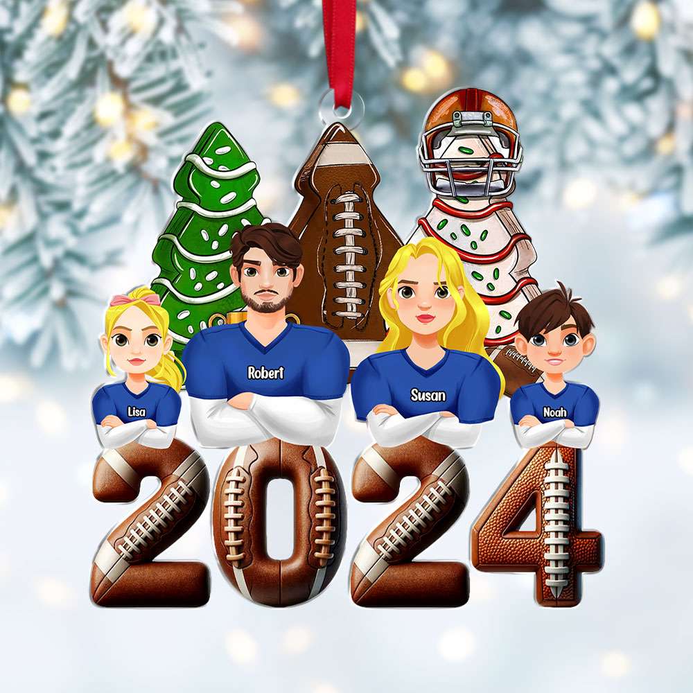 Personalized Football Family Christmas Ornament 2024 Ornament PopCulturePrints