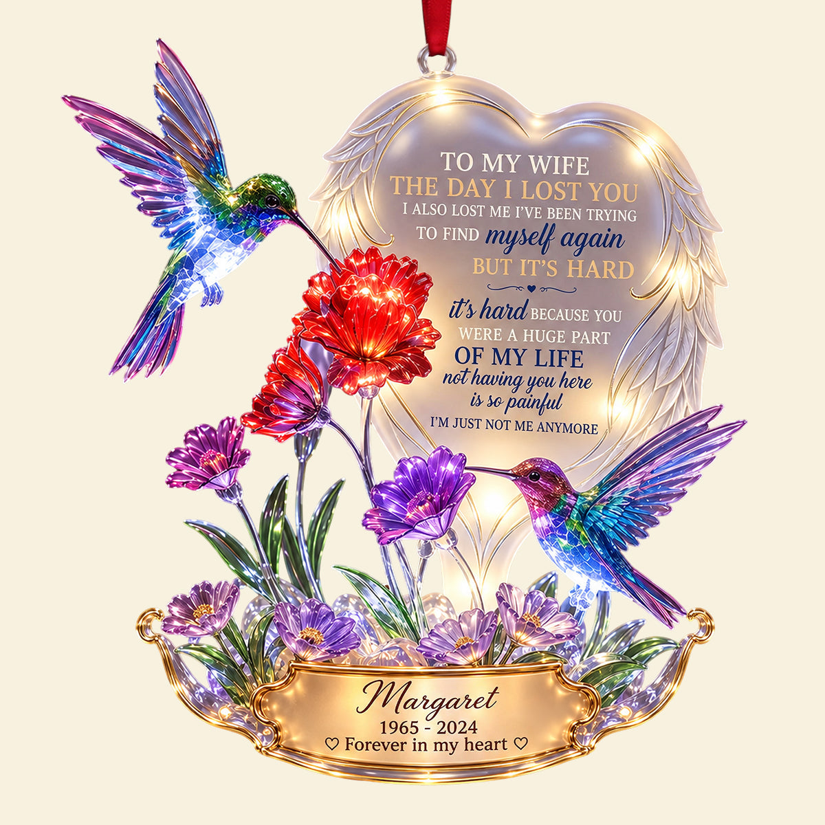 A Part In Heaven Hummingbird Couple Ornament - Personalized Keepsake To Remember The Departed One 05QHTA141026 Ornament PopCulturePrints