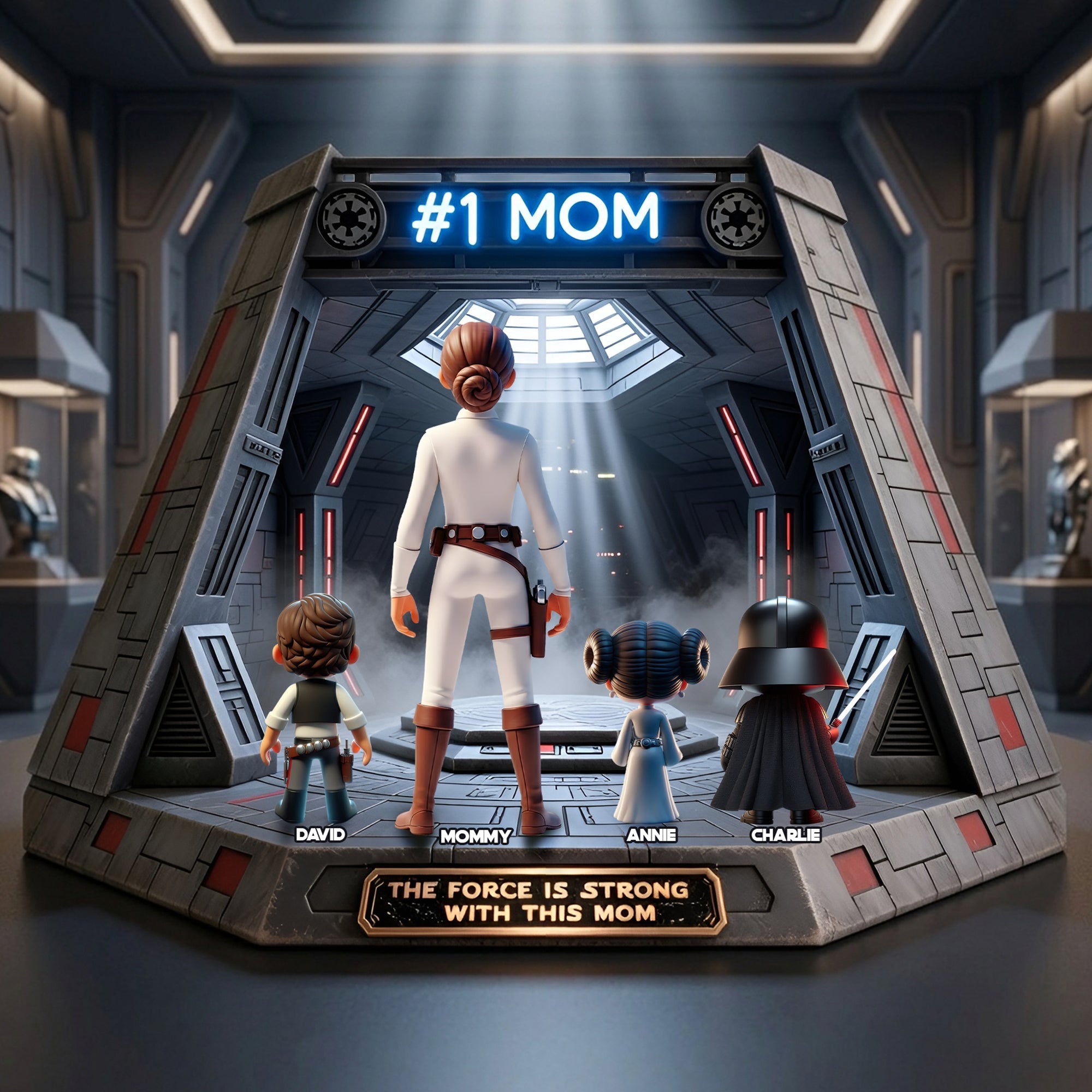 The Force is Strong with This Mom - Universe Mom and Kids Acrylic Plaque - Personalized Gifts for Mother's Day Shaped Plaques PopCulturePrints