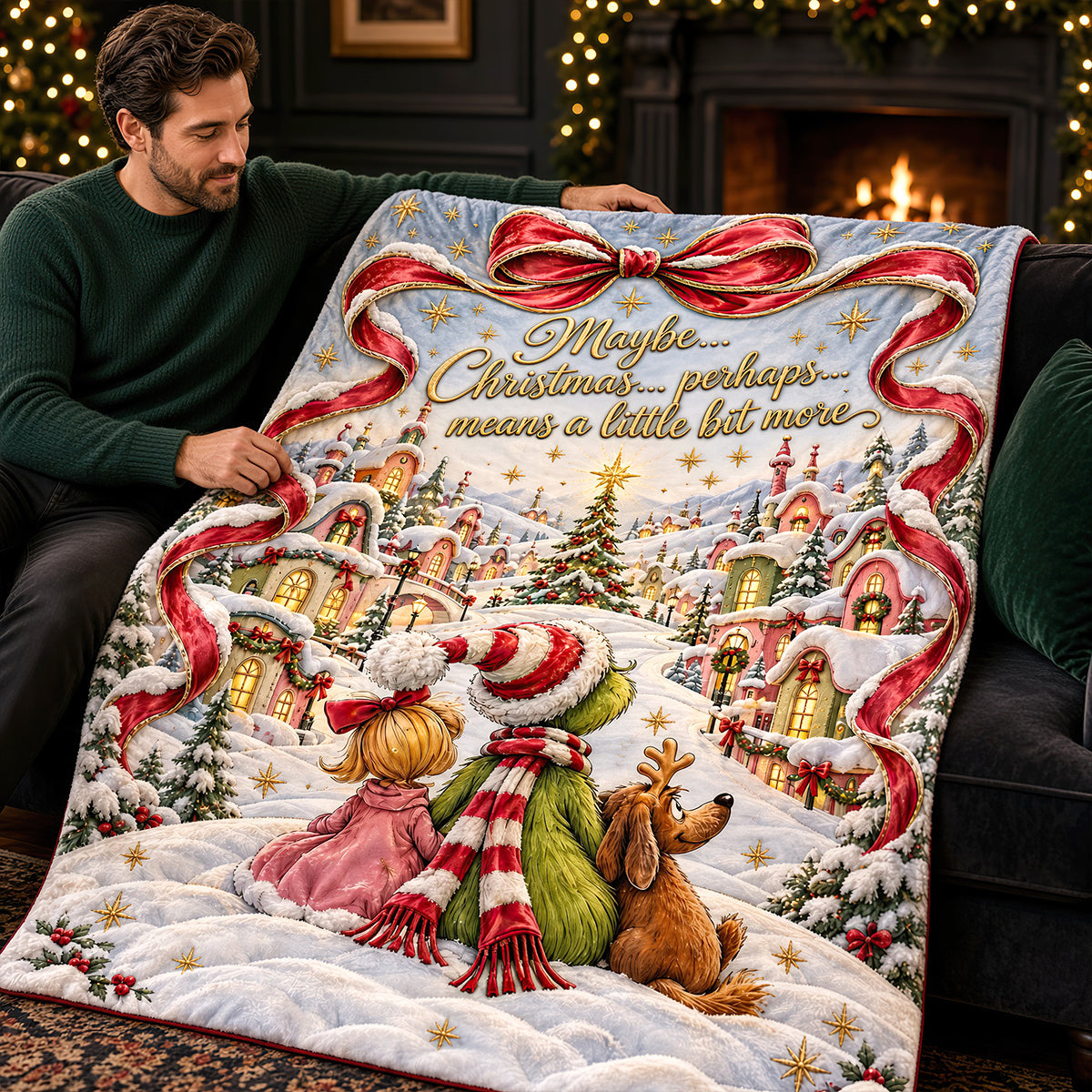 “Maybe Christmas means a little bit more” - Shining Christmas Blanket - Personalized Gift for Loved Ones Blanket PopCulturePrints