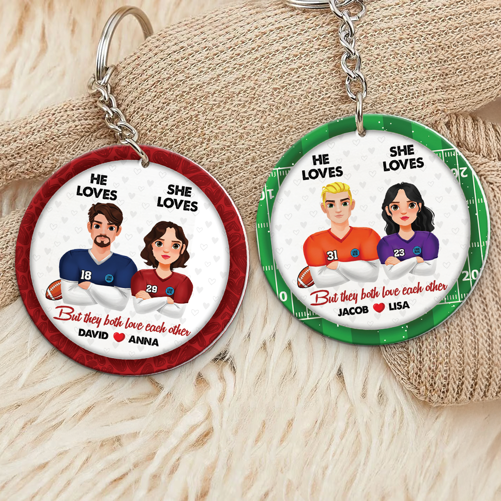 Customized American Football Keychain for Couples | Unique Personalized Valentine’s Day Gifts Keychains PopCulturePrints