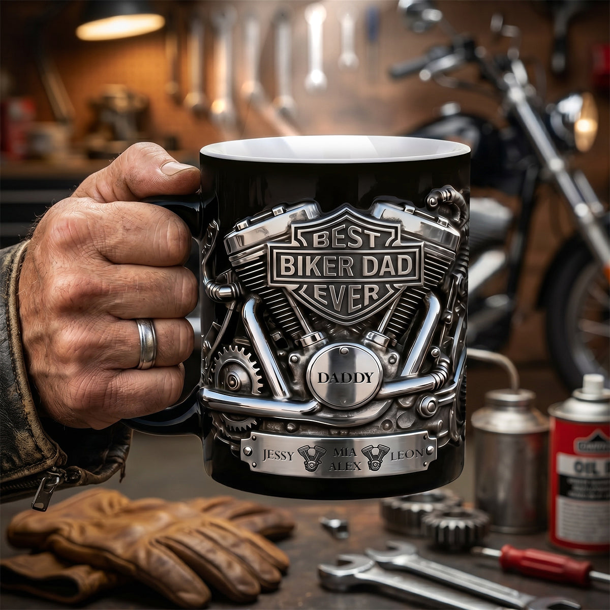 Best Biker Dad Ever Magic Mug - Personalized Gift for Dad Coffee Mug PopCulturePrints