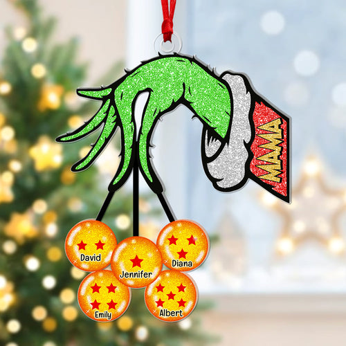 Custom Family Christmas Ornament - Grinch Hand Design Ornament PopCulturePrints