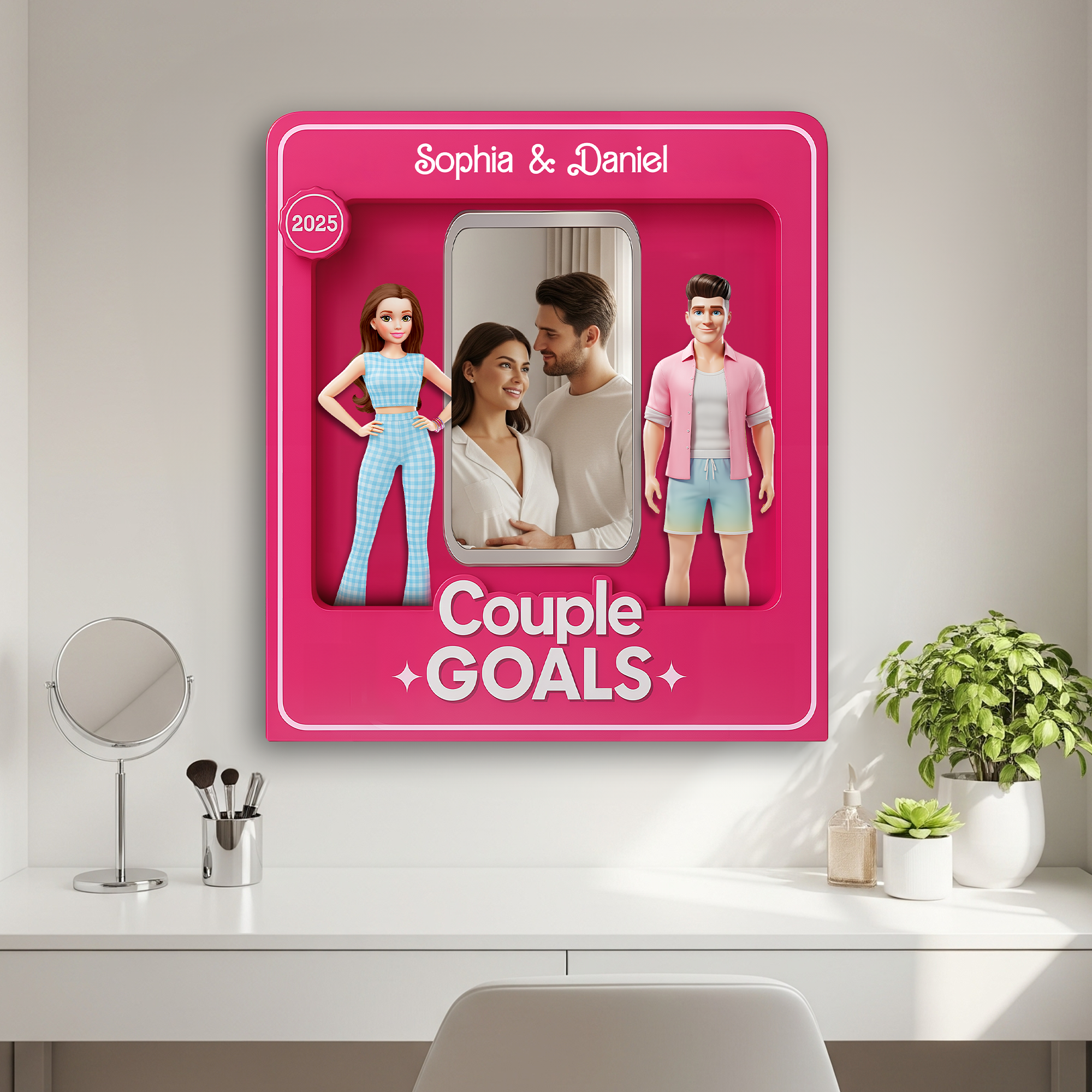 Love Reflected: Couple Goals Shaped Mirror - Personalized Gifts For Couples Mirror PopCulturePrints