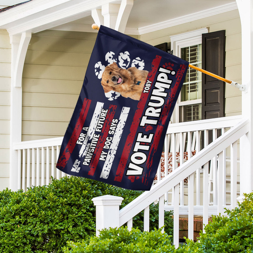 Personalized Dog Lover House Flag - Pawsitive Future Vote Toby