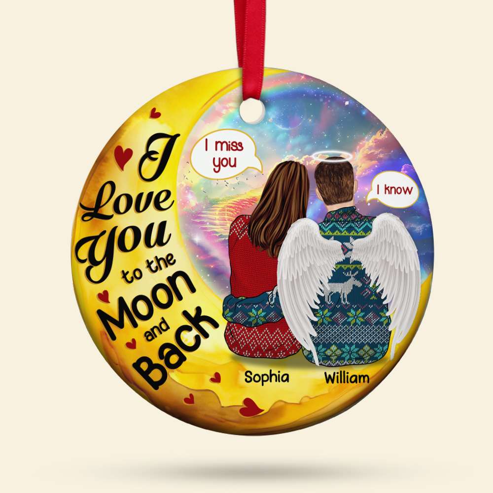 Personalized Couple Christmas Ornament - Love You To The Moon And Back - Valentine's Day Gifts Ornament PopCulturePrints