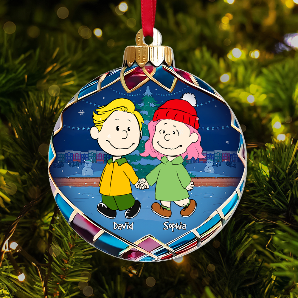 Custom Cartoon Couple Christmas Ornament