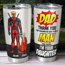 Load image into Gallery viewer, Customized Superhero Dad Tumbler - Father&#39;s Day Gift Tumbler Cup PopCulturePrints
