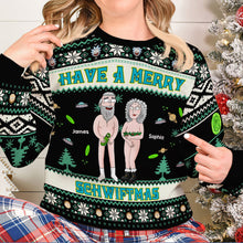 Load image into Gallery viewer, Personalized Couples' Funny Christmas Sweaters | Custom Holiday Gift | Valentine's Day Gifts Ugly Christmas Sweater PopCulturePrints
