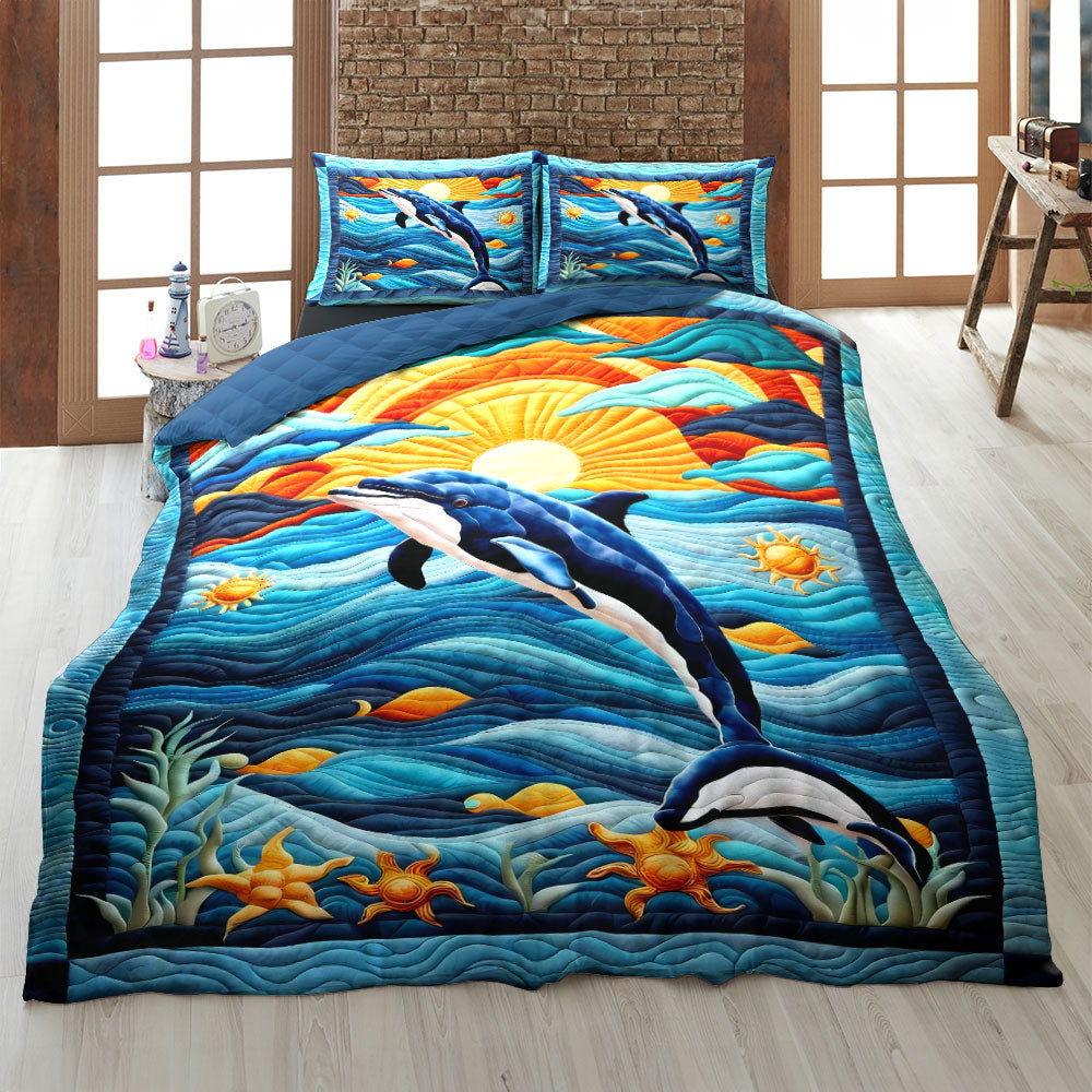 Dolphin Lover's Paradise Quilt Bed Set Blanket PopCulturePrints