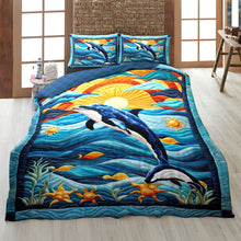 Load image into Gallery viewer, Dolphin Lover&#39;s Paradise Quilt Bed Set Blanket PopCulturePrints
